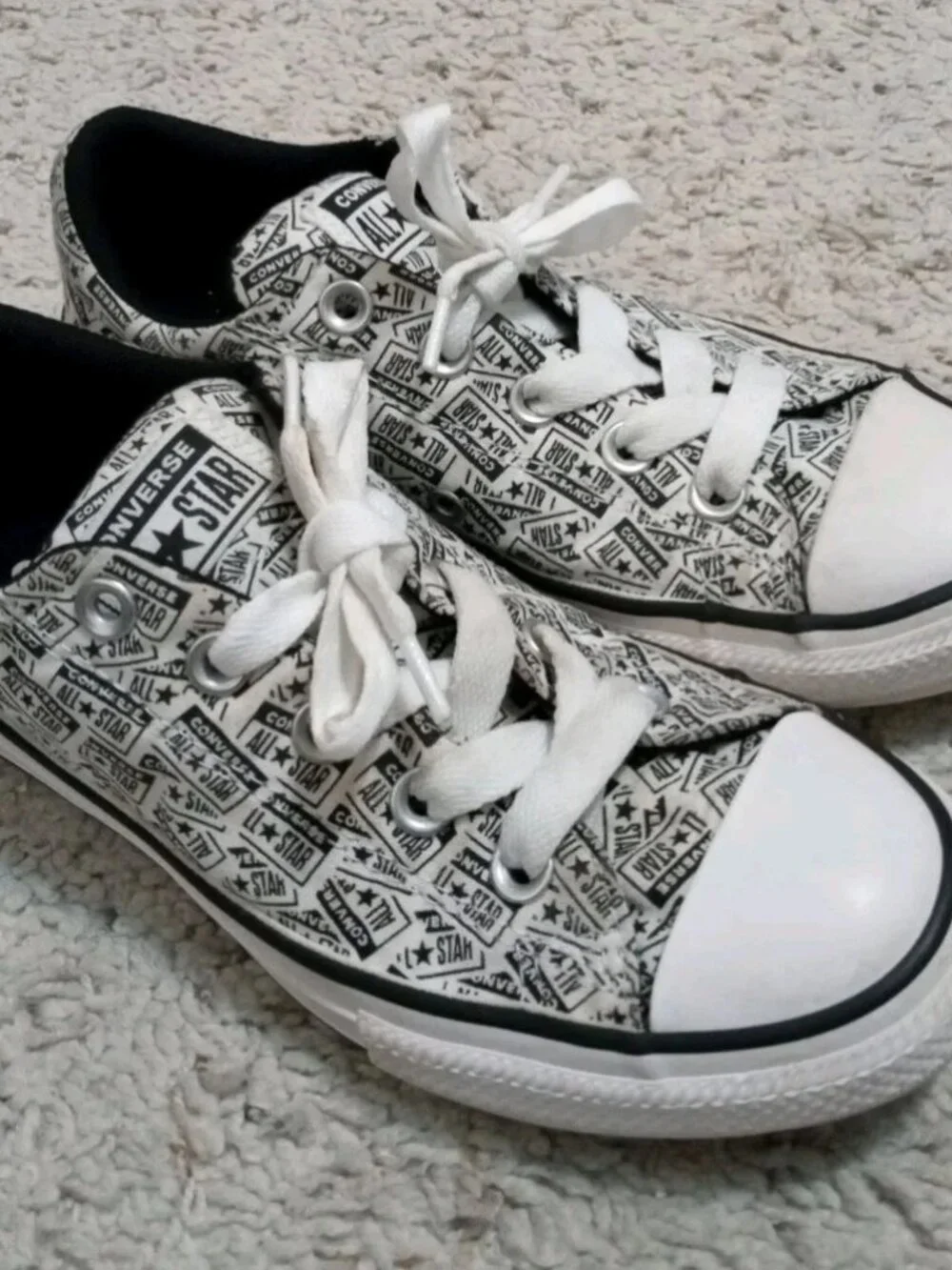 Converse CTAS Street Lace Up White/Black All Over Print Kids Sneakers-Size 2